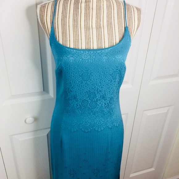 Nicole Miller teal sheath gown - Picture 2 of 13